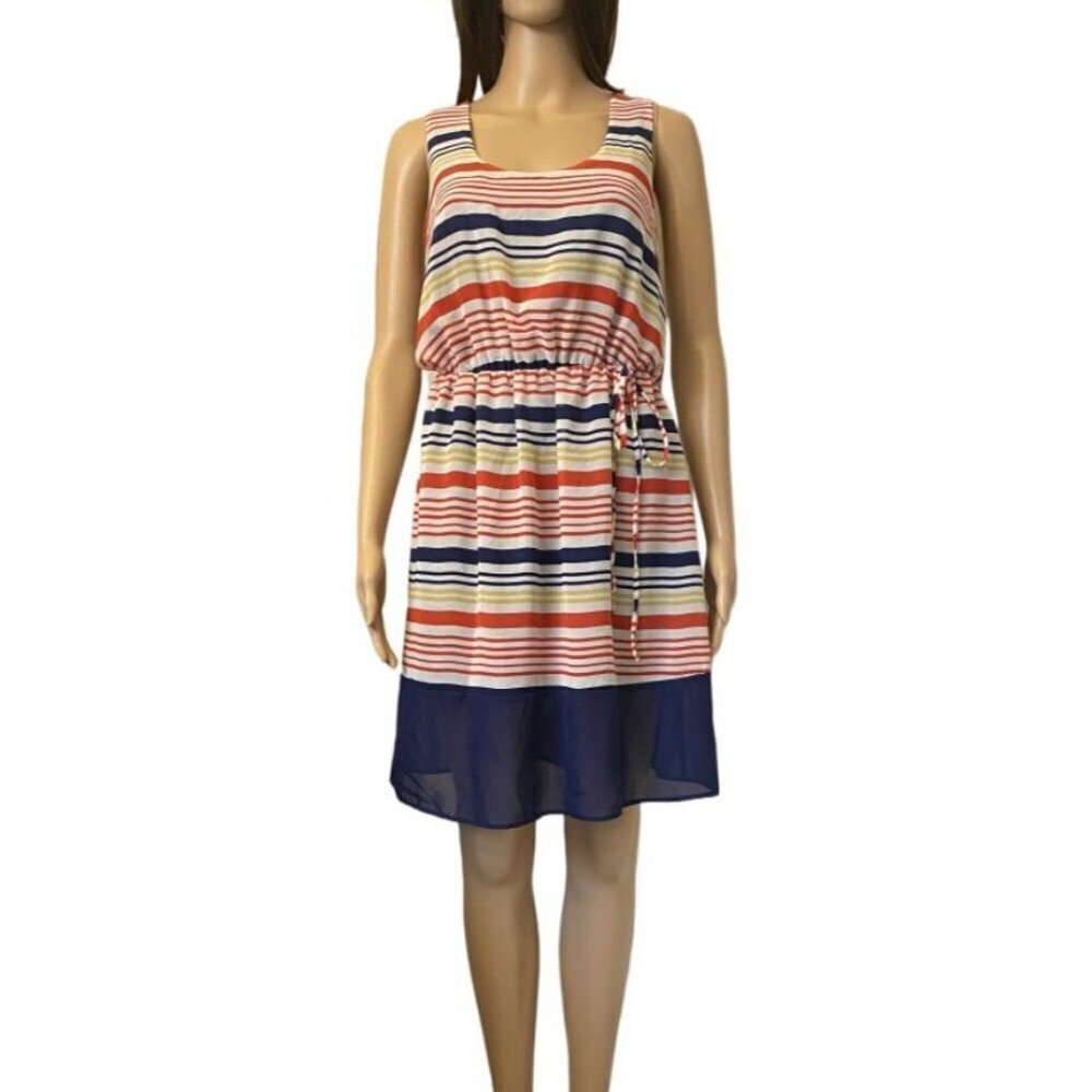 Charming Charlie Women's Summer Dress Size M Striped Lined Drawstring NWT